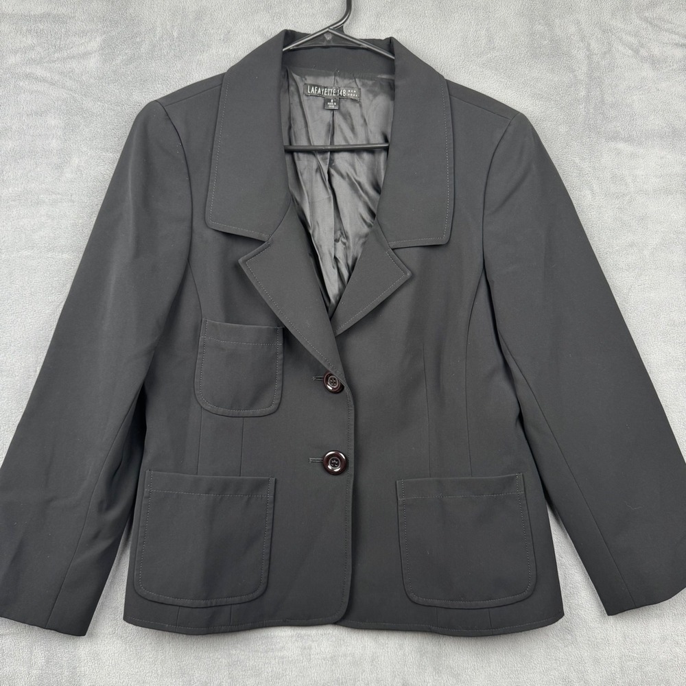 Lafayette 148 New York Black Custom Tailored Blazer Jacket‎ Women's Size 8